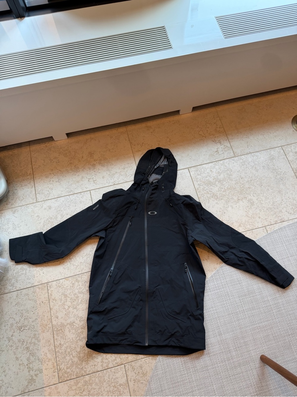 Oakley Black Hooded Waterproof Raincoat